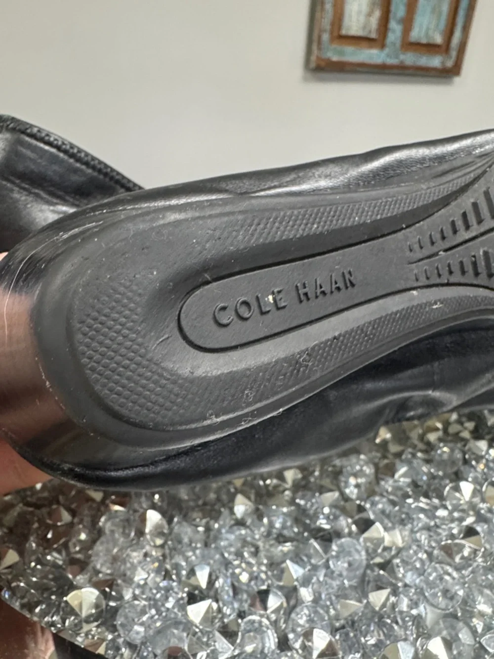 Cole Haan Black leather Wedge ballet Flats with Gold Bow Detail 9